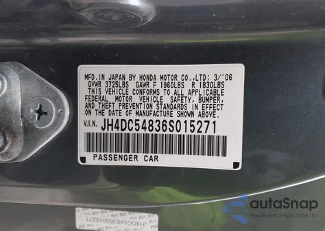 2006 Acura Rsx z USA, uszkodzony, nr VIN JH4DC54836S015271